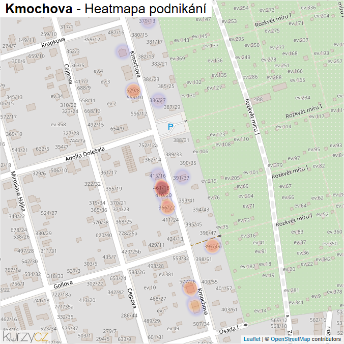 Mapa Kmochova - Firmy v ulici.