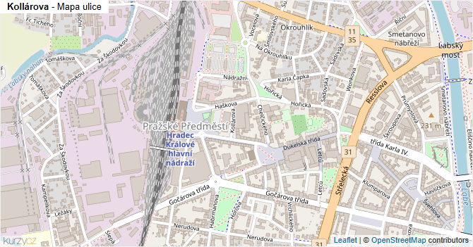 Kollárova - mapa ulice