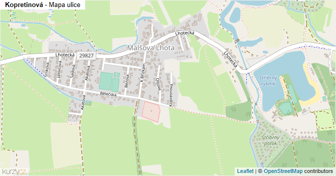 Kopretinová - mapa ulice