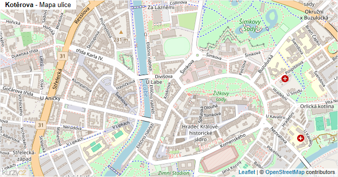 Kotěrova - mapa ulice
