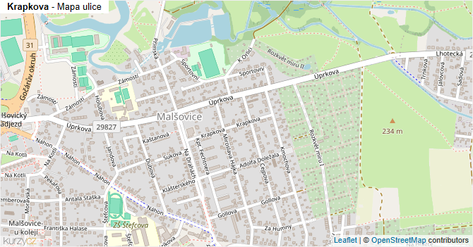 Krapkova - mapa ulice
