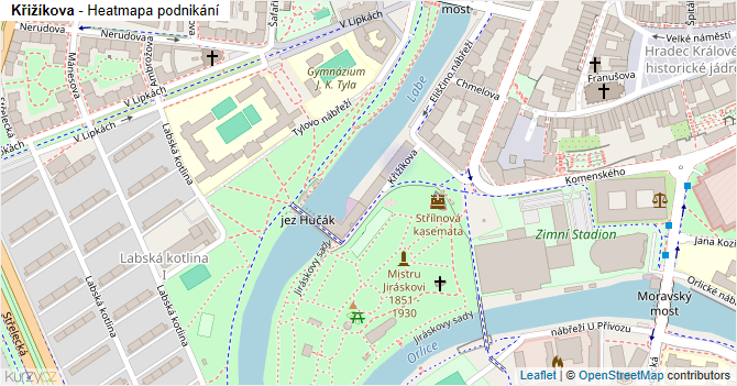 Křižíkova - mapa podnikání