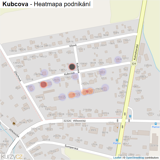 Mapa Kubcova - Firmy v ulici.