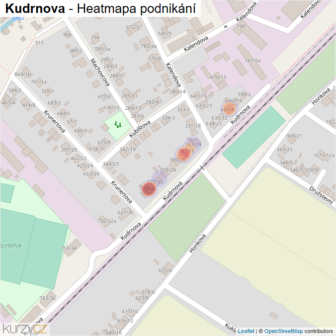 Mapa Kudrnova - Firmy v ulici.