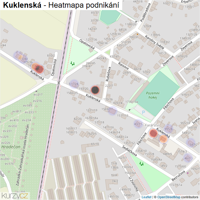 Mapa Kuklenská - Firmy v ulici.
