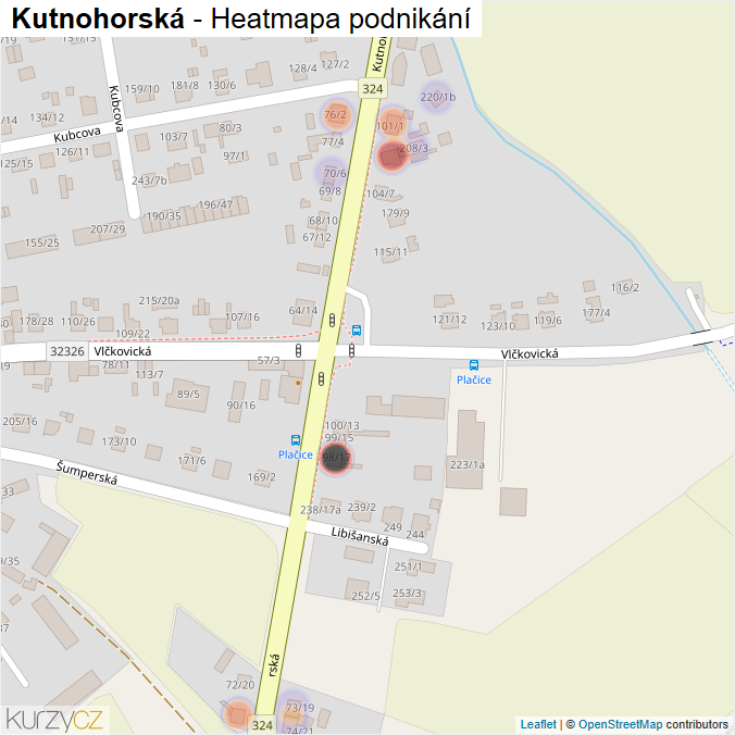 Mapa Kutnohorská - Firmy v ulici.
