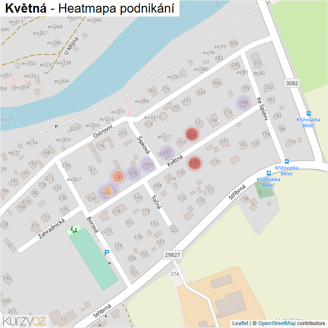 Mapa Květná - Firmy v ulici.