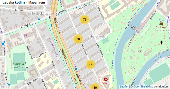 Labská kotlina - mapa firem