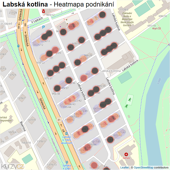 Mapa Labská kotlina - Firmy v ulici.