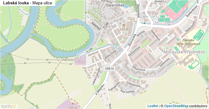 Labská louka - mapa ulice