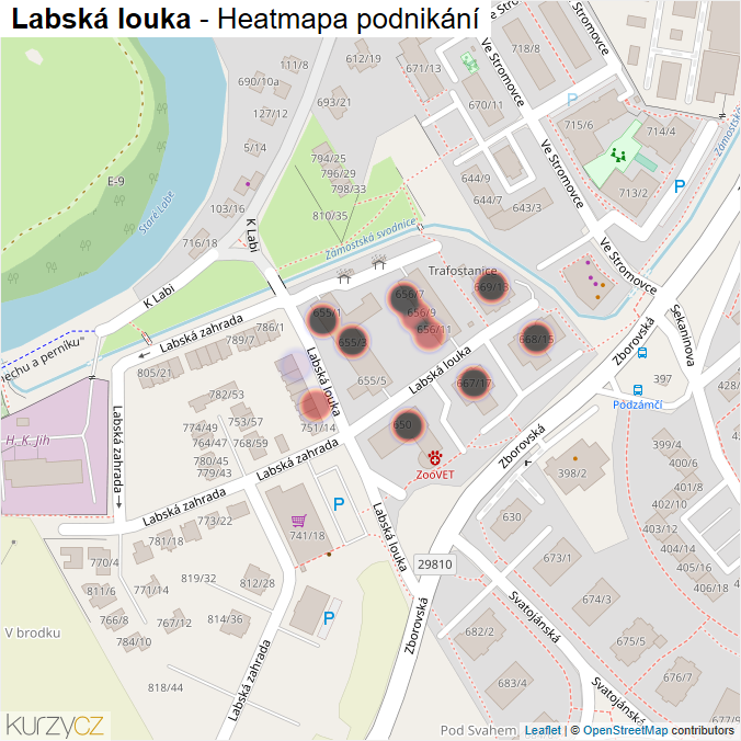 Mapa Labská louka - Firmy v ulici.