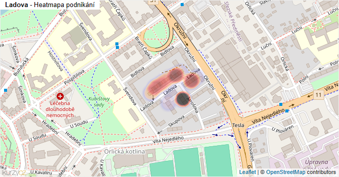 Ladova - mapa podnikání