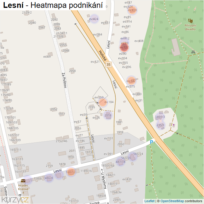 Mapa Lesní - Firmy v ulici.
