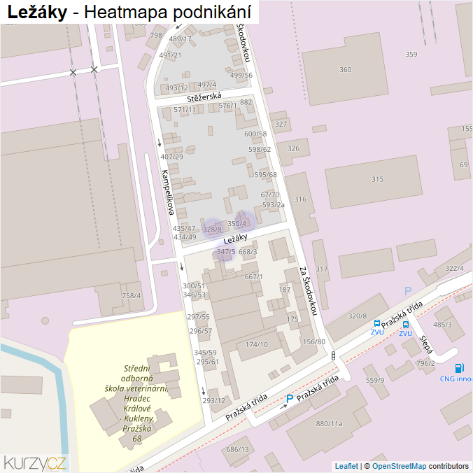 Mapa Ležáky - Firmy v ulici.