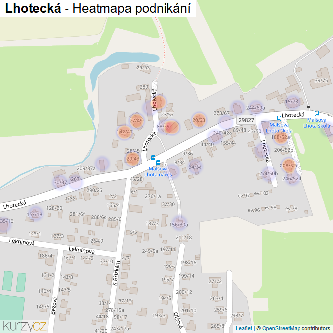 Mapa Lhotecká - Firmy v ulici.