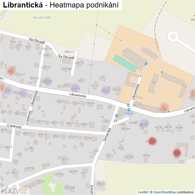 Mapa Librantická - Firmy v ulici.