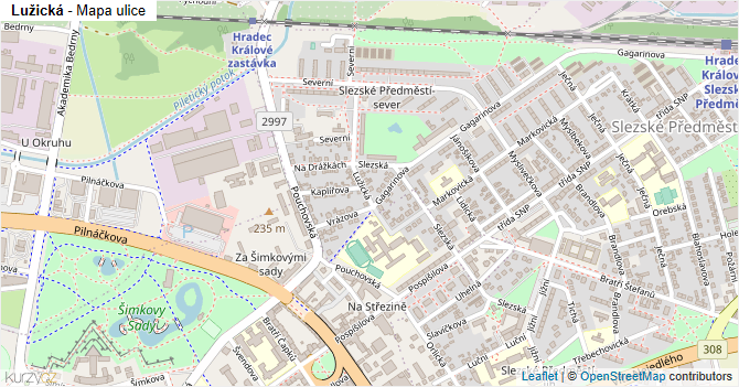 Lužická - mapa ulice