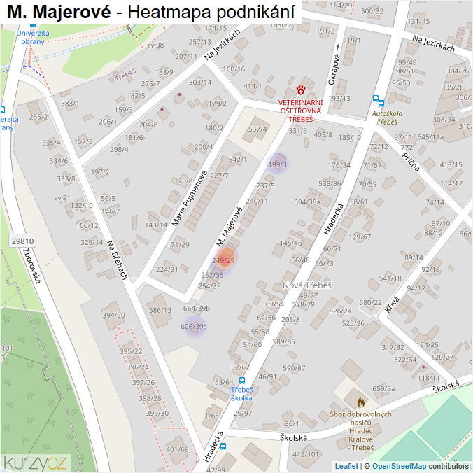 Mapa M. Majerové - Firmy v ulici.