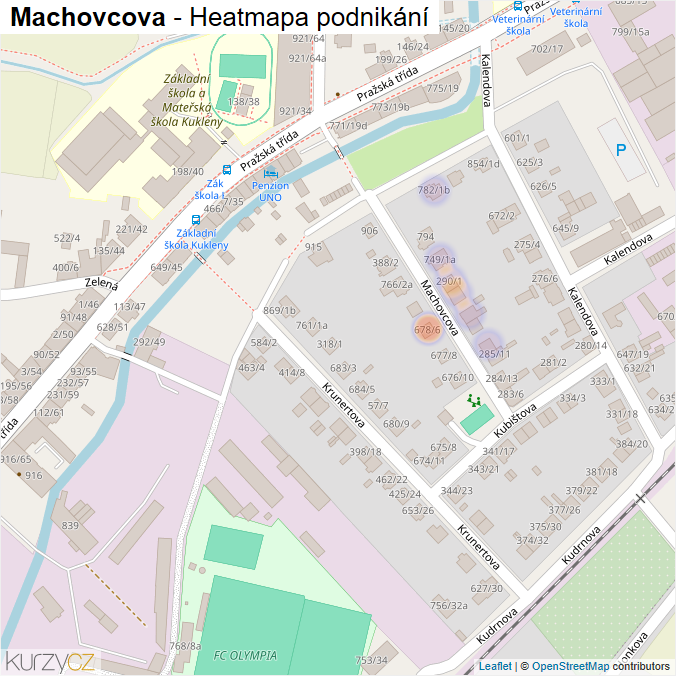 Mapa Machovcova - Firmy v ulici.