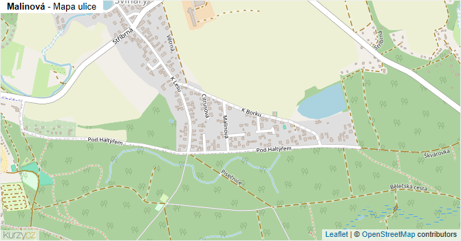 Malinová - mapa ulice