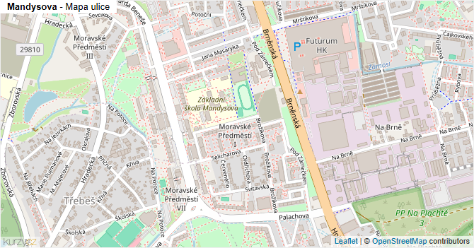 Mandysova - mapa ulice