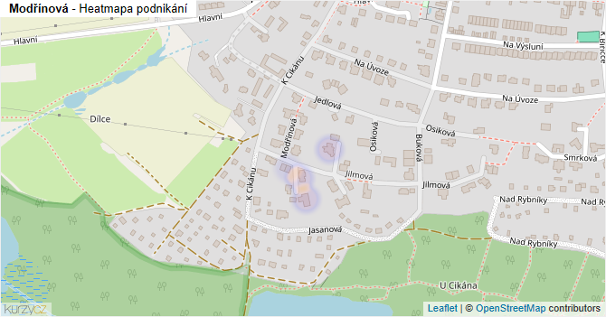 Modřínová - mapa podnikání