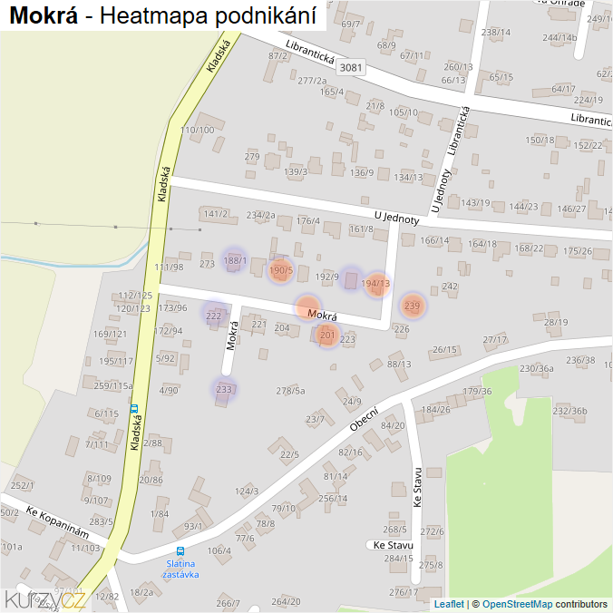 Mapa Mokrá - Firmy v ulici.