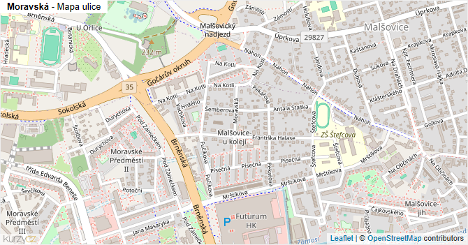 Moravská - mapa ulice