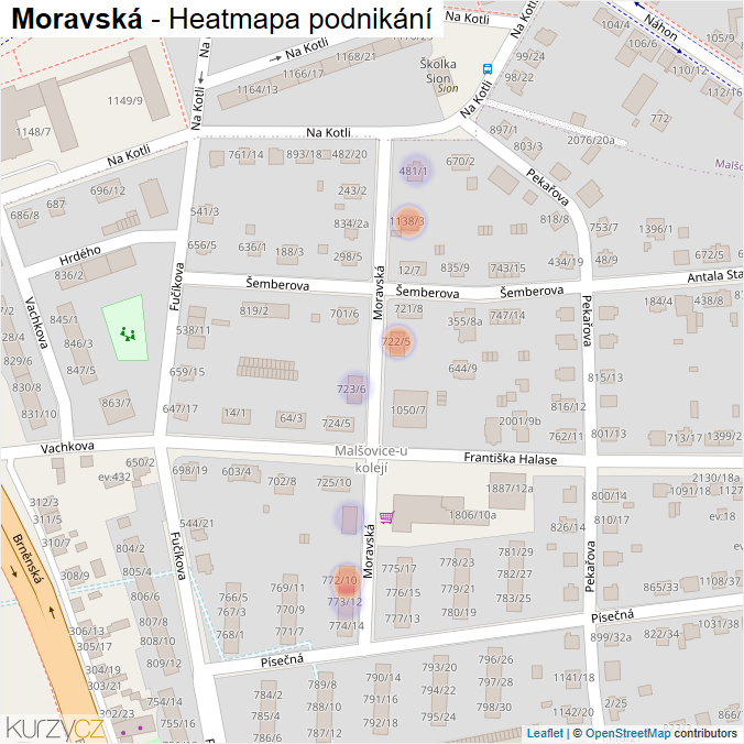 Mapa Moravská - Firmy v ulici.