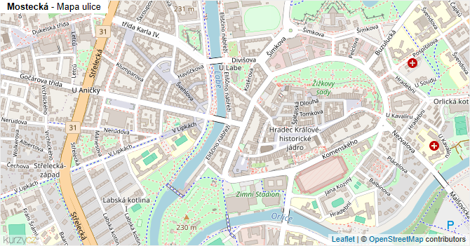 Mostecká - mapa ulice