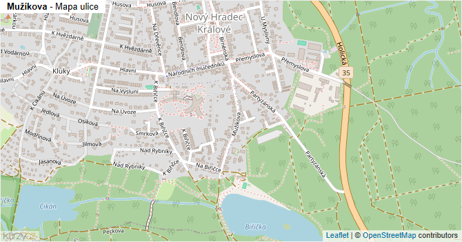 Mužíkova - mapa ulice