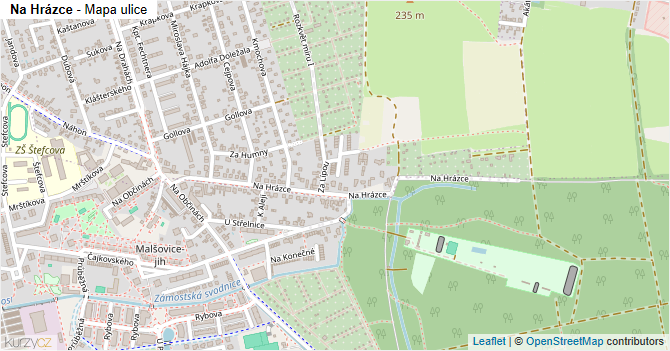 Na Hrázce - mapa ulice