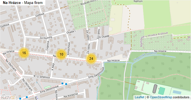 Na Hrázce - mapa firem