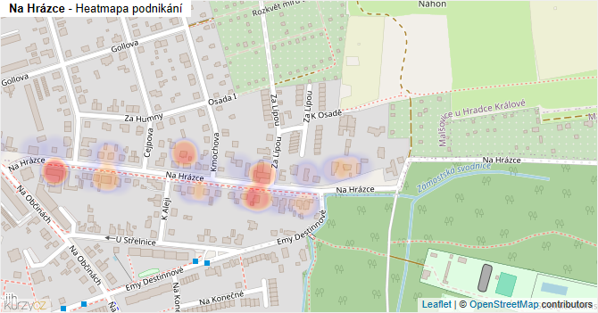 Na Hrázce - mapa podnikání