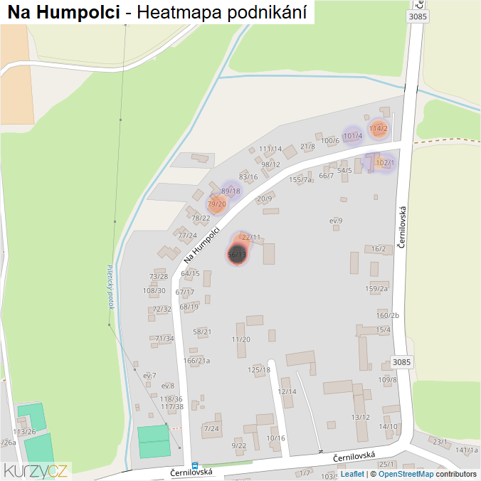 Mapa Na Humpolci - Firmy v ulici.