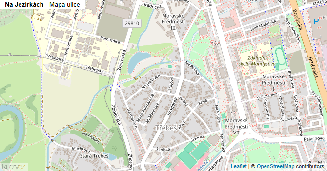 Na Jezírkách - mapa ulice
