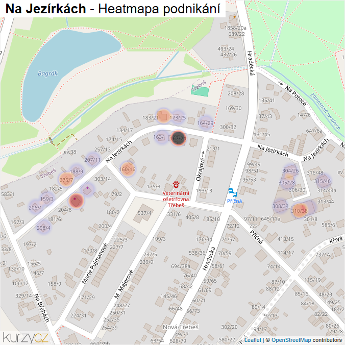 Mapa Na Jezírkách - Firmy v ulici.