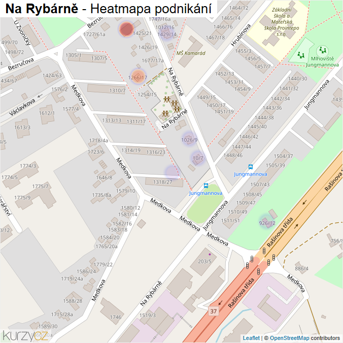 Mapa Na Rybárně - Firmy v ulici.