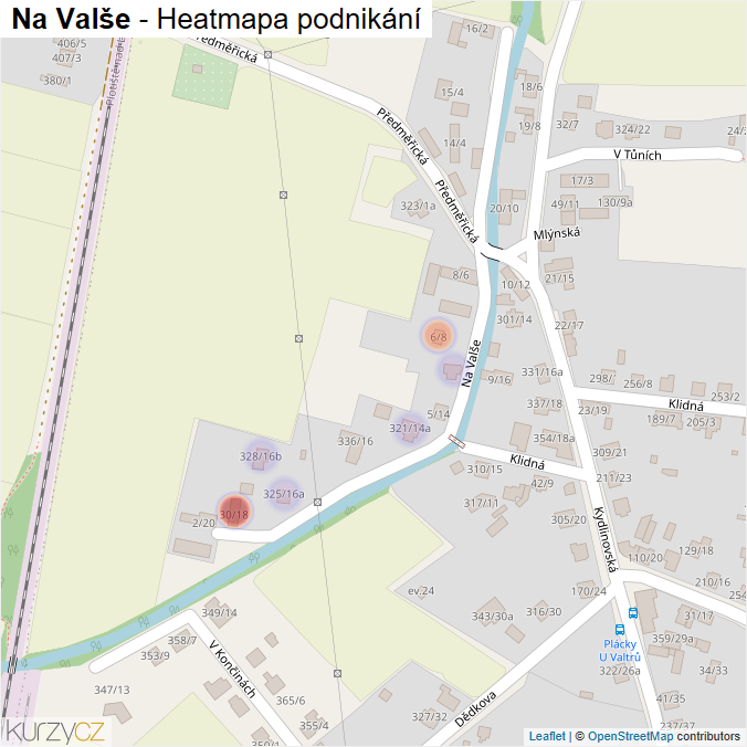 Mapa Na Valše - Firmy v ulici.
