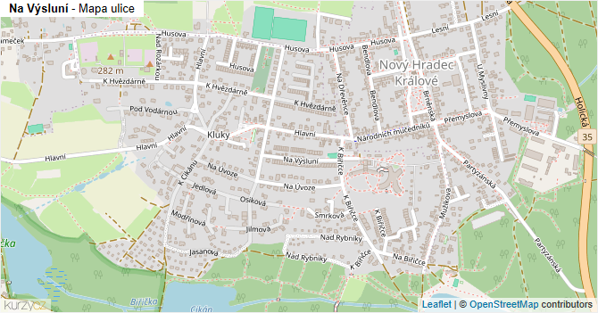 Na Výsluní - mapa ulice