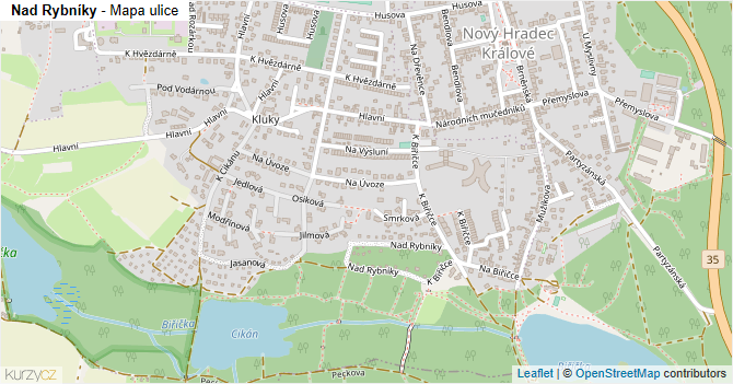 Nad Rybníky - mapa ulice