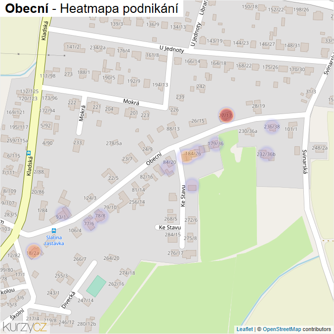 Mapa Obecní - Firmy v ulici.