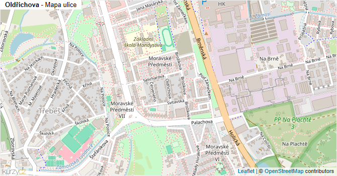 Oldřichova - mapa ulice
