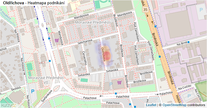 Oldřichova - mapa podnikání