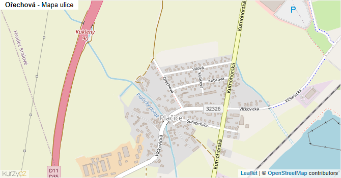 Ořechová - mapa ulice