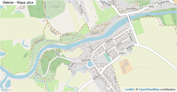 Ostrov - mapa ulice
