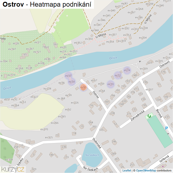 Mapa Ostrov - Firmy v ulici.