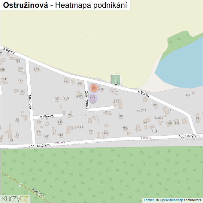 Mapa Ostružinová - Firmy v ulici.