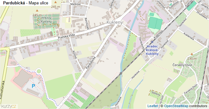 Pardubická - mapa ulice