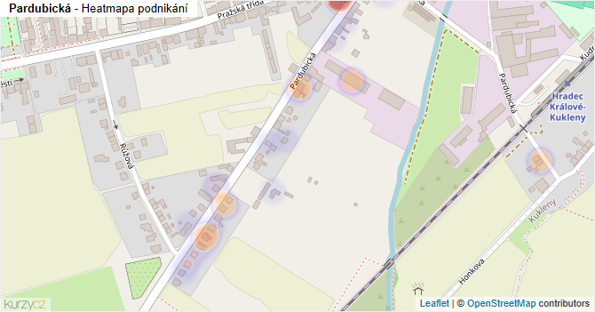 Pardubická - mapa podnikání